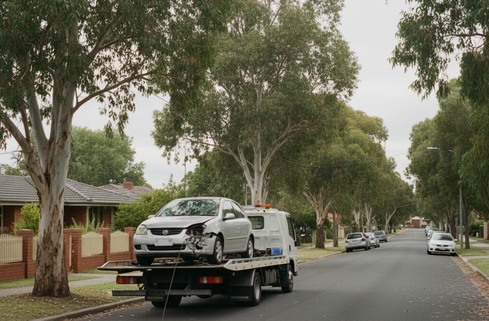 Free car removal in Adelaide - tow truck loading a damaged car