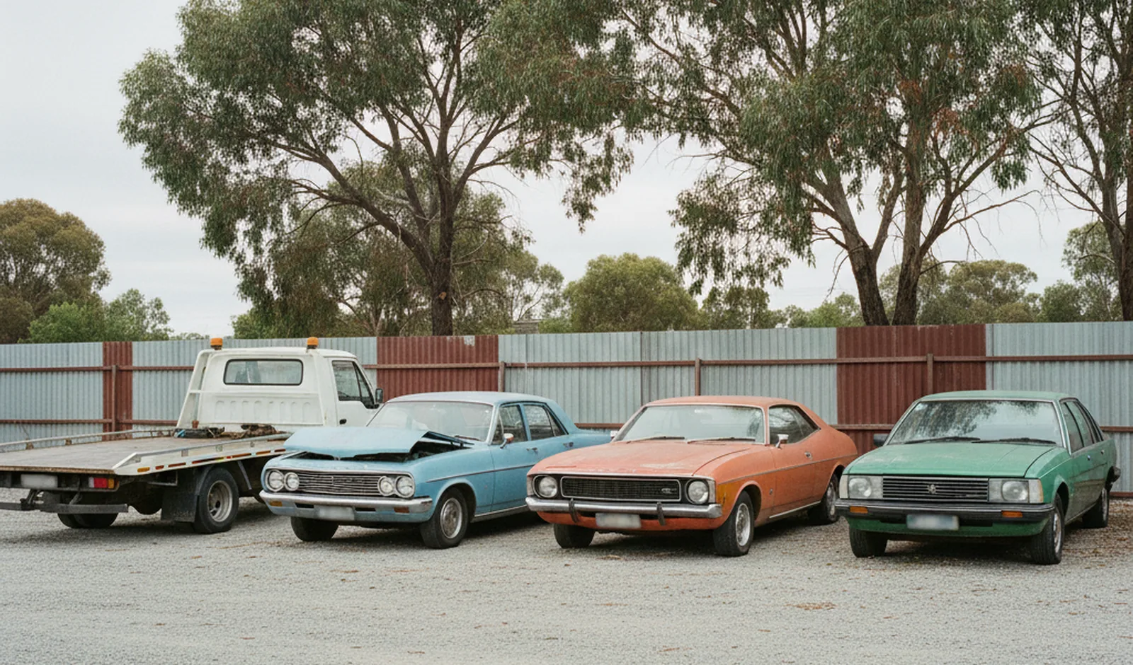 Adelaide Fast Car Removal tow truck and vehicles at the Cavan yard